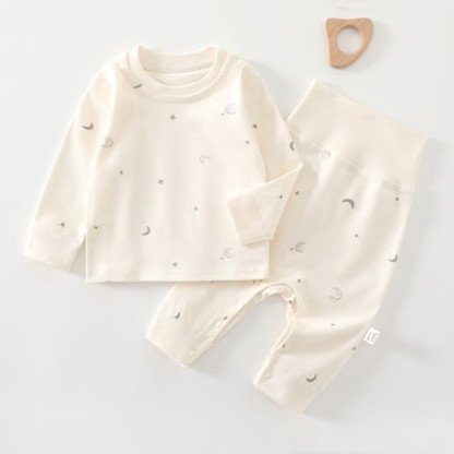 Set pigiama per neonati e bambini piccoli composto da maglietta a maniche lunghe e pantaloni, due pezzi. - Stella Beige - 2-3T - image 3