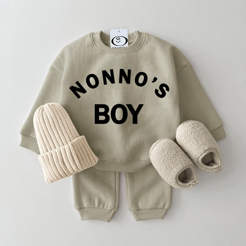Completo da 2 pezzi per neonato/a NONNA'S/NONNO'S, composto da felpa grigio e verde. - Grigio Verde: IL FIGLIO DI NONNO - 2-3T - image 2