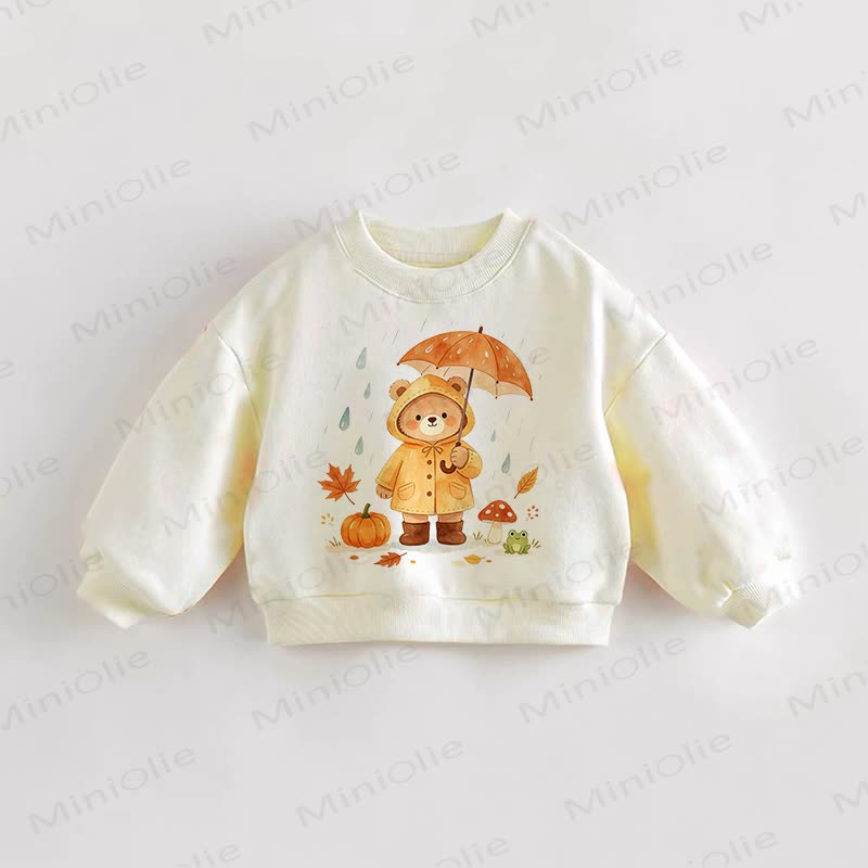 Baby Toddler Bear Holding an Umbrella Sweatshirt - Cream - 3-5T - image 1