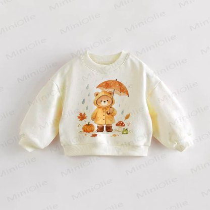 Baby Toddler Bear Holding an Umbrella Sweatshirt - Cream - 3-5T - image 1