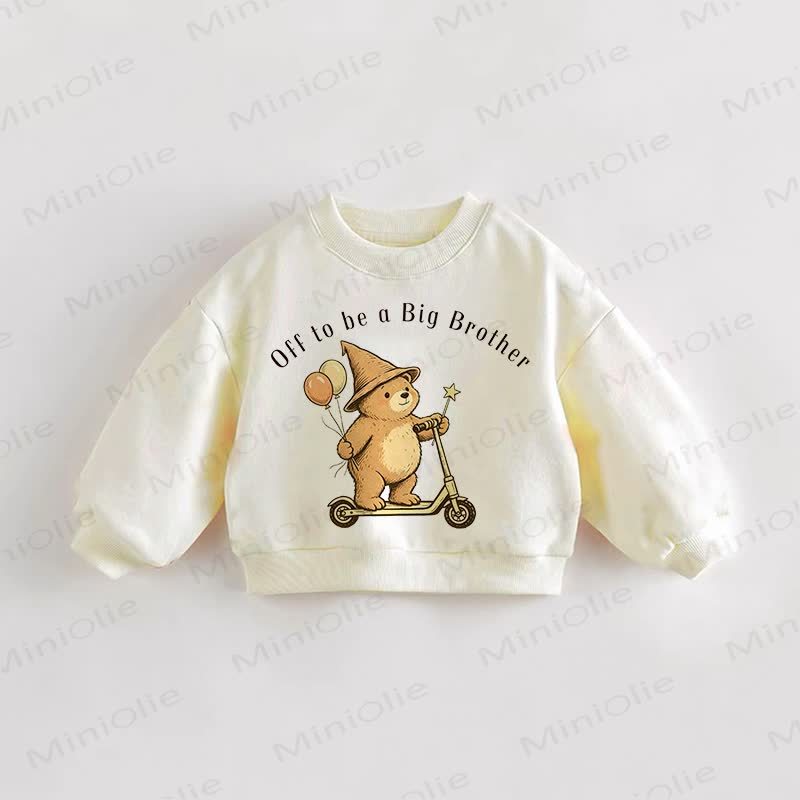 OFF TO BE A BIG BROTHER Baby Toddler Bear Sweatshirt - Cream - 3-5T - image 1