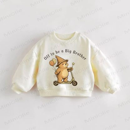 OFF TO BE A BIG BROTHER Baby Toddler Bear Sweatshirt - Cream - 3-5T - image 1