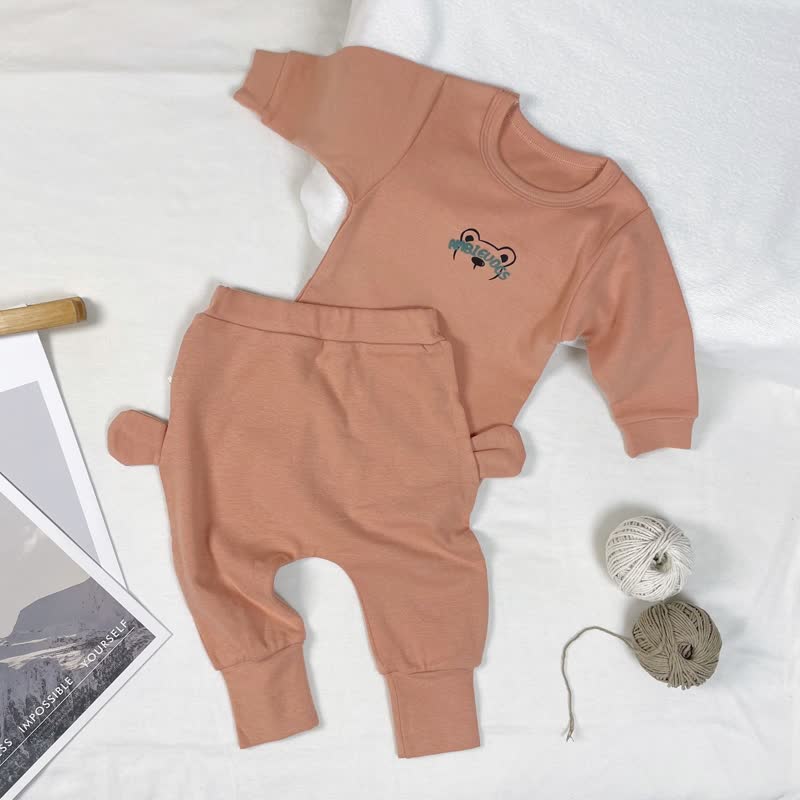 Set pigiama 2 pezzi AMBIEUOCS con top e pantaloni con stampa orsetto - Arancia - 1-2 anni - image 2