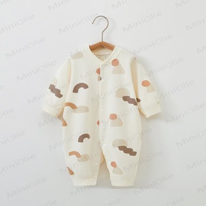 Tutina per neonati con stampa a cartoni animati e chiusura a bottoni automatici. - Geometria Beige - 18-24 mesi - image 9