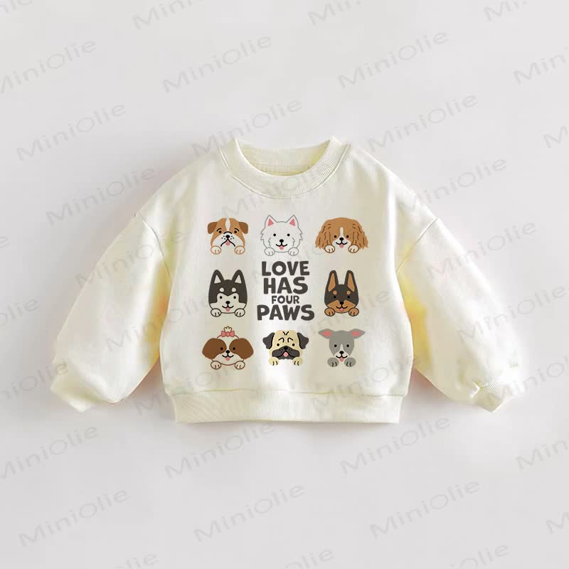 LOVE HAS FOUR PAWS Baby Toddler Puppy Sweatshirt - Cream - 3-5T - image 1