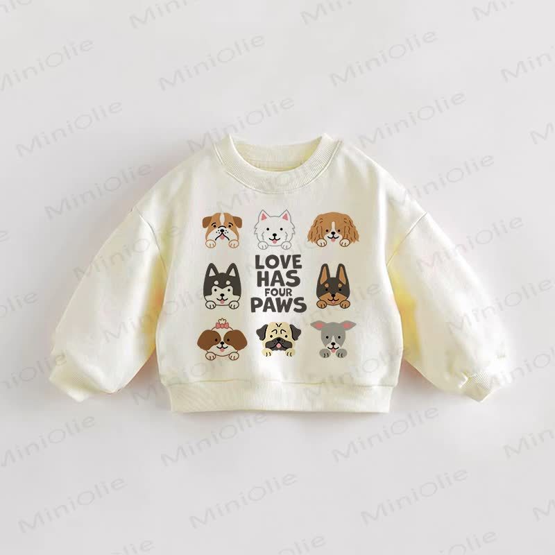 LOVE HAS FOUR PAWS Baby Toddler Puppy Sweatshirt - Cream - 3-5T - image 1