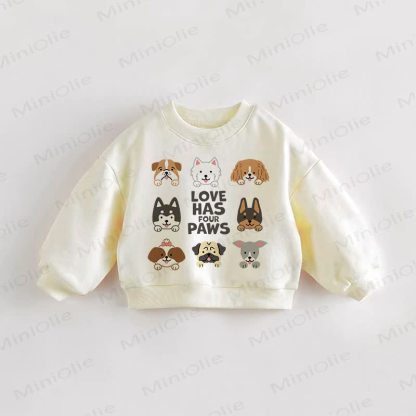 LOVE HAS FOUR PAWS Baby Toddler Puppy Sweatshirt - Cream - 3-5T - image 1