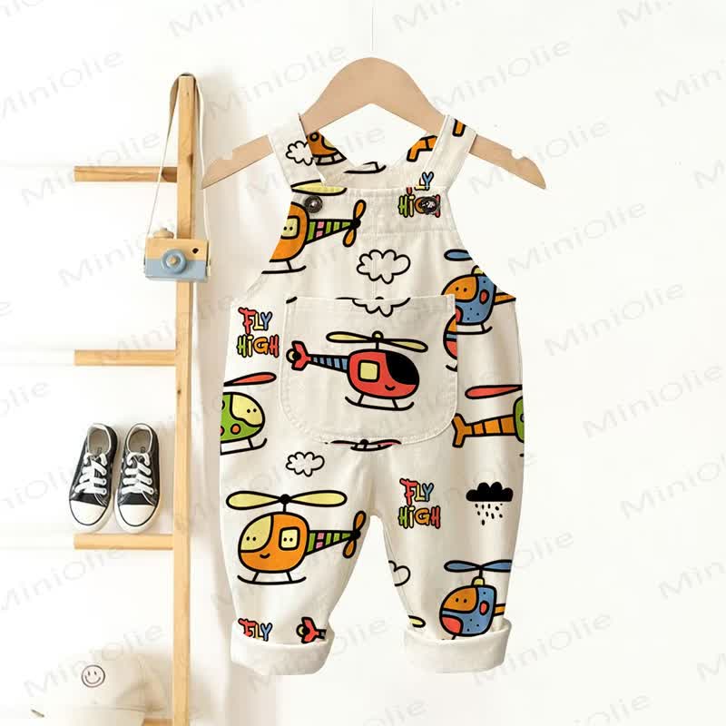 Salopette per neonati e bambini con stampa di elicotteri "FLY HIGH" - Beige - 3-5T - image 1