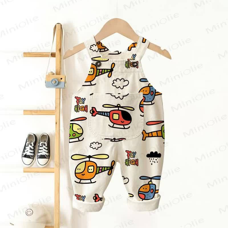 Salopette per neonati e bambini con stampa di elicotteri "FLY HIGH" - Beige - 3-5T - image 1
