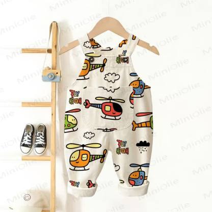 Salopette per neonati e bambini con stampa di elicotteri "FLY HIGH" - Beige - 3-5T - image 1