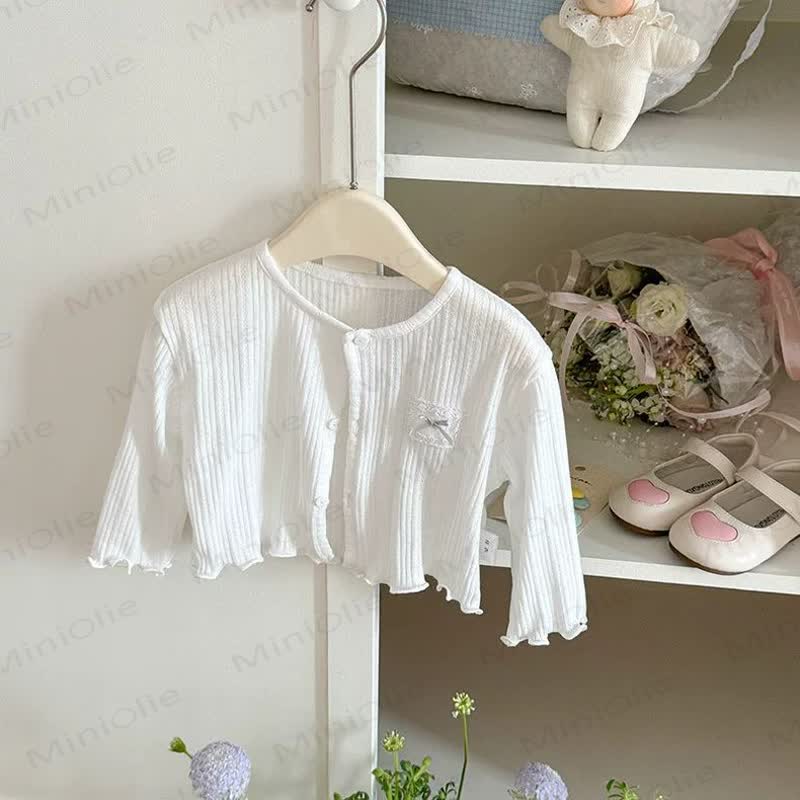 Cardigan a coste con fiocco dolce per neonati e bambini piccoli - image 7