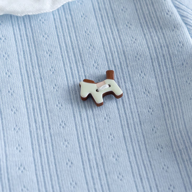 T-shirt a maniche corte a coste con colletto Peter Pan per bambini - image 8