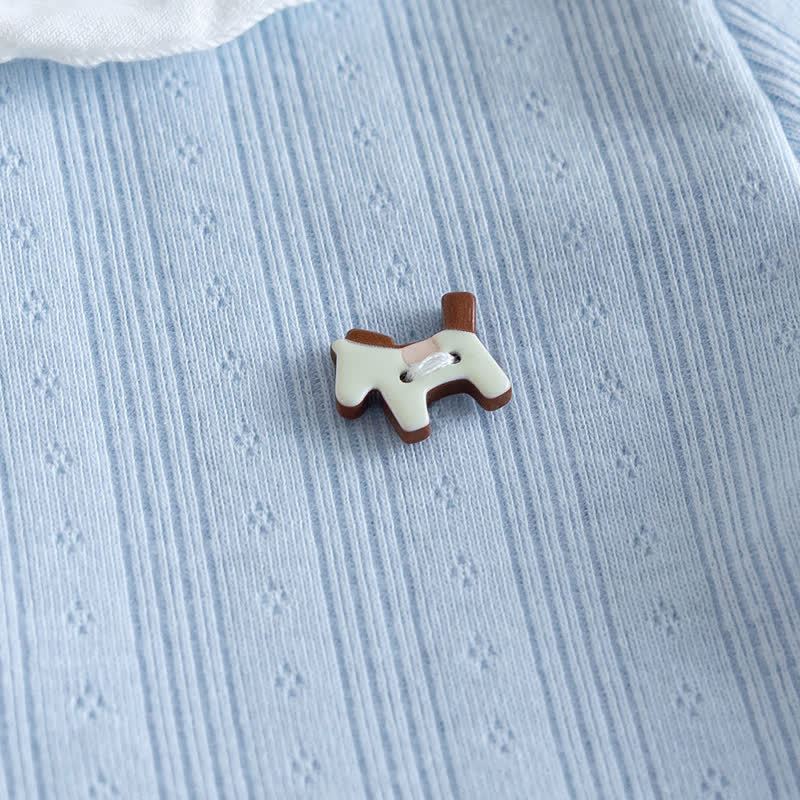 T-shirt a maniche corte a coste con colletto Peter Pan per bambini - image 8