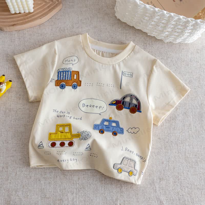 Maglietta per bambini con stampa di un'auto dei cartoni animati BEEEEP - Beige - 6-7T - image 3