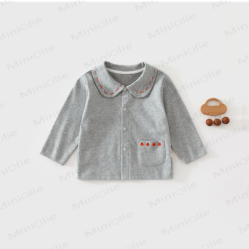 Maglietta a maniche lunghe con colletto Peter Pan per bambini - Grigio - 2-3T - image 1