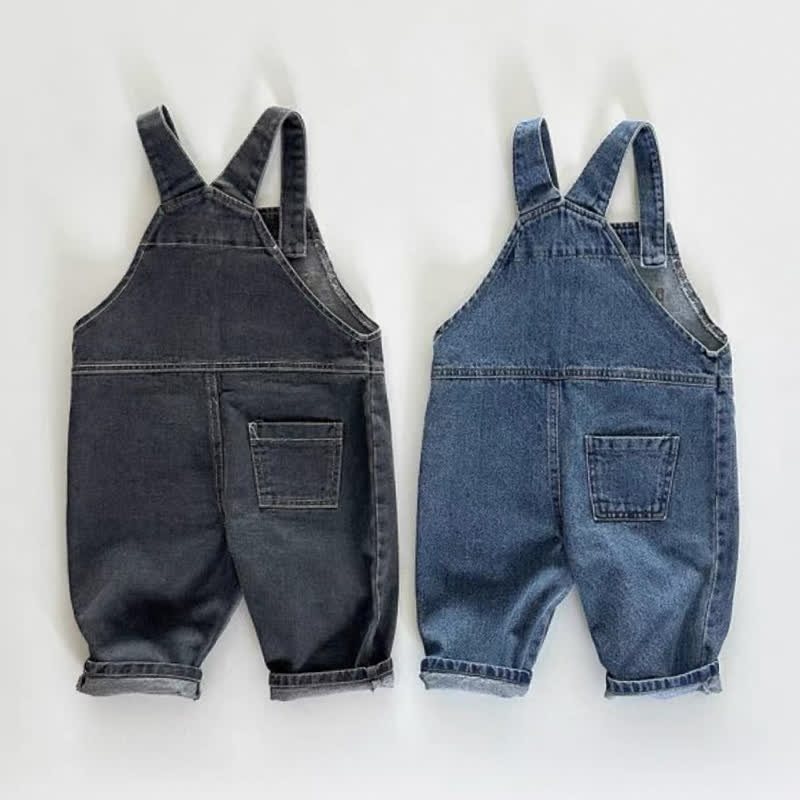 Salopette in denim con tasche per neonati e bambini piccoli - image 4