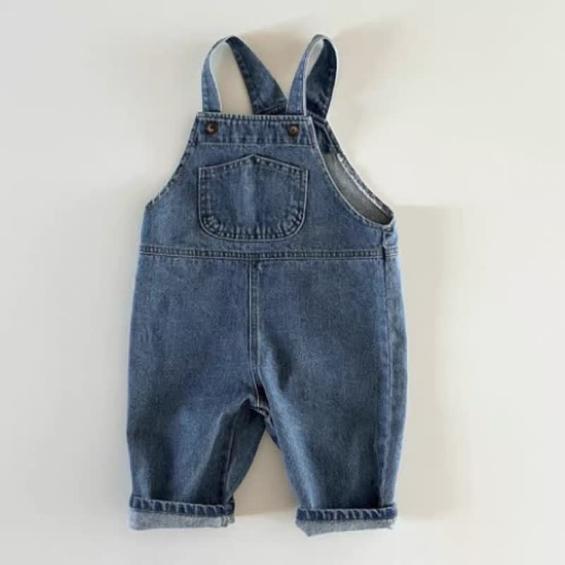 Salopette in denim con tasche per neonati e bambini piccoli - Blu - 2-3T - image 2