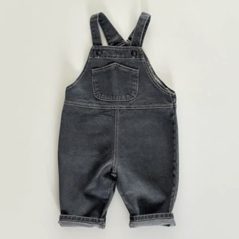 Salopette in denim con tasche per neonati e bambini piccoli - Grigio - 2-3T - image 3