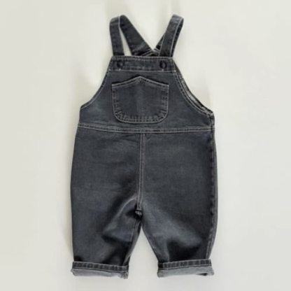 Salopette in denim con tasche per neonati e bambini piccoli - Grigio - 2-3T - image 3
