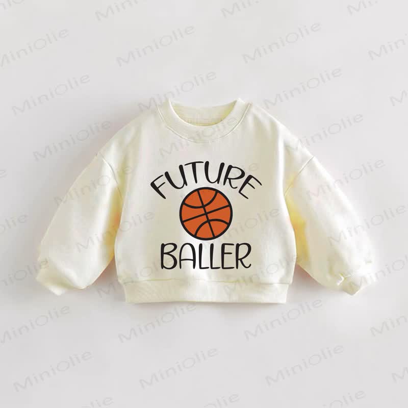 Felpa color crema per neonati e bambini FUTURE BALLER - Crema - 3-5T - image 1
