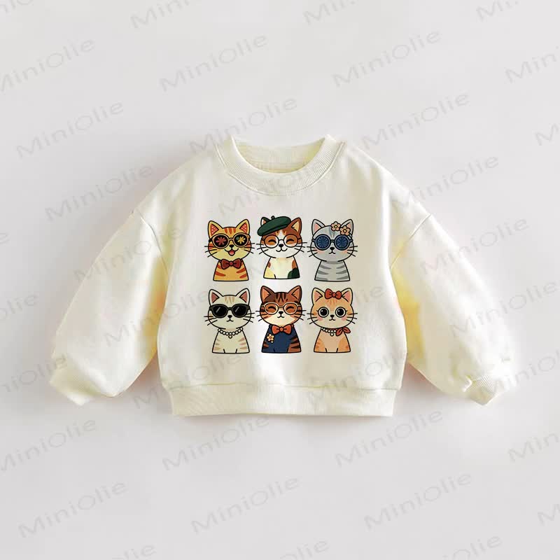 Baby Toddler Cartoon Cat Sweatshirt - Cream - 3-5T - image 1