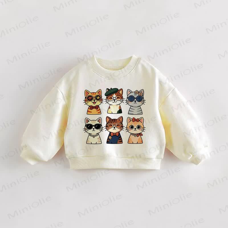 Baby Toddler Cartoon Cat Sweatshirt - Cream - 3-5T - image 1