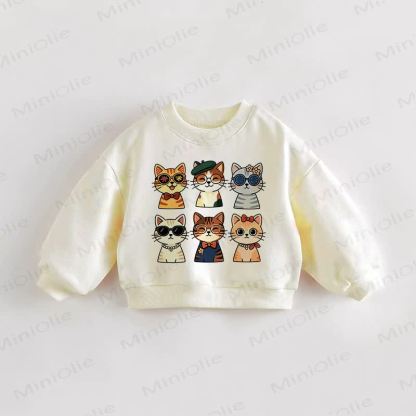 Baby Toddler Cartoon Cat Sweatshirt - Cream - 3-5T - image 1