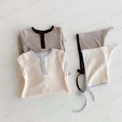 Tutina per neonato a tinta unita con cappellino - image 6