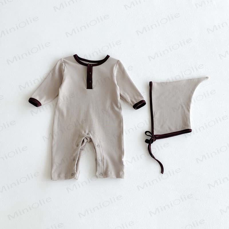 Tutina per neonato a tinta unita con cappellino - Cachi - 18-24 mesi - image 3