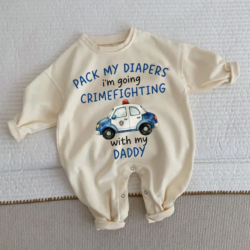 PREPARA I MIO PANNOLINI, VADO A COMBATTERE IL CRIMINE CON IL MIO PAPÀ Tutina beige per neonati e bambini - Beige - 2-3T - image 1