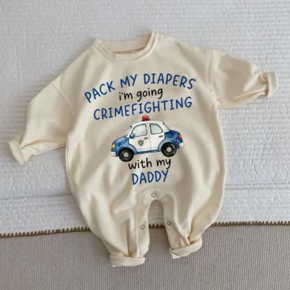 PREPARA I MIO PANNOLINI, VADO A COMBATTERE IL CRIMINE CON IL MIO PAPÀ Tutina beige per neonati e bambini - Beige - 2-3T - image 1