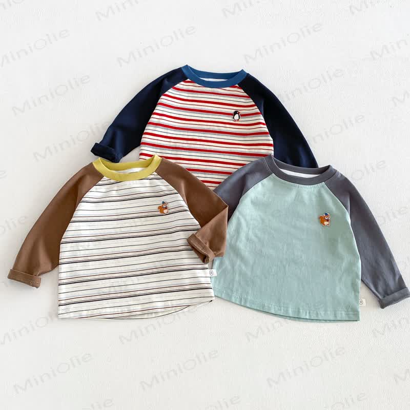 Maglietta a maniche lunghe raglan in morbido cotone per neonati e bambini piccoli - image 1