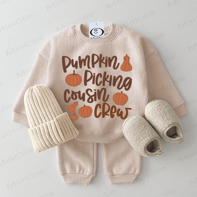 Set di 2 pezzi per neonati con felpa e stampa "CUGINO CHE RACCOGLIE LA ZUCCA" - Beige - 2-3T - image 1