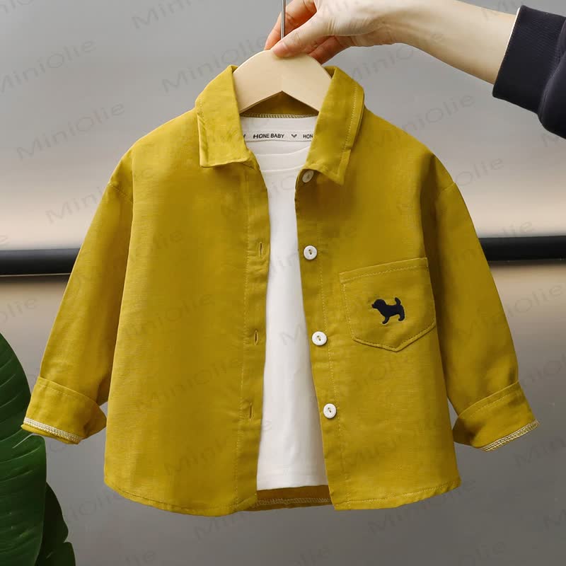Maglietta per bambini con ricamo di un cane - Giallo - 8-9T - image 2