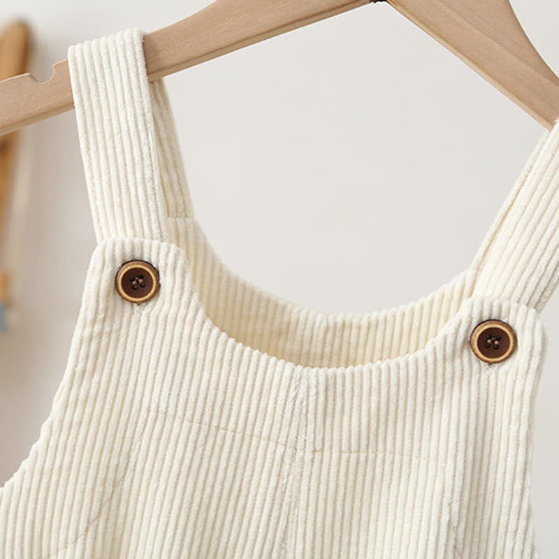 Salopette da bambino in velluto a coste tinta unita, stile vintage, con tasche. - image 6