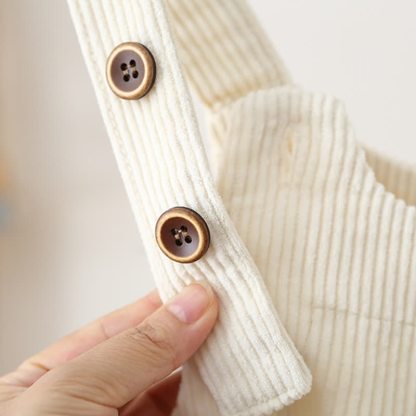 Salopette da bambino in velluto a coste tinta unita, stile vintage, con tasche. - image 8