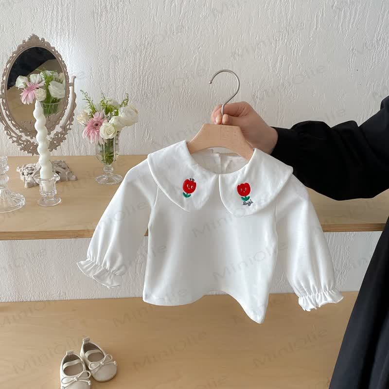 Maglietta da bambina con colletto Peter Pan - Fiore bianco e rosso - 2-3T - image 6