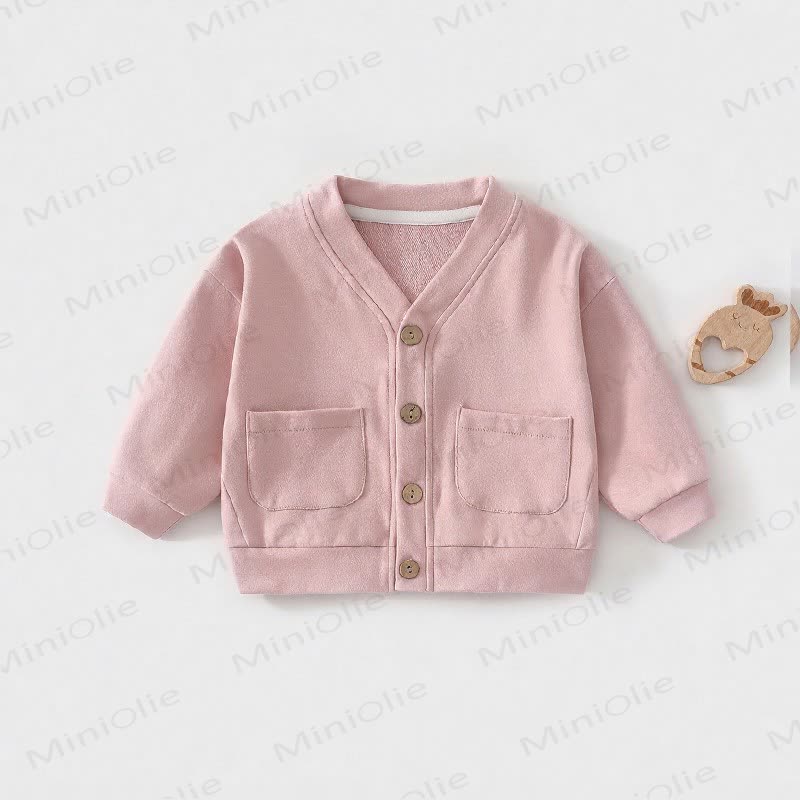 Cardigan/cappotto per neonati e bambini in maglia a nido d'ape con bottoni frontali - Rosa - 3-4 anni - image 9