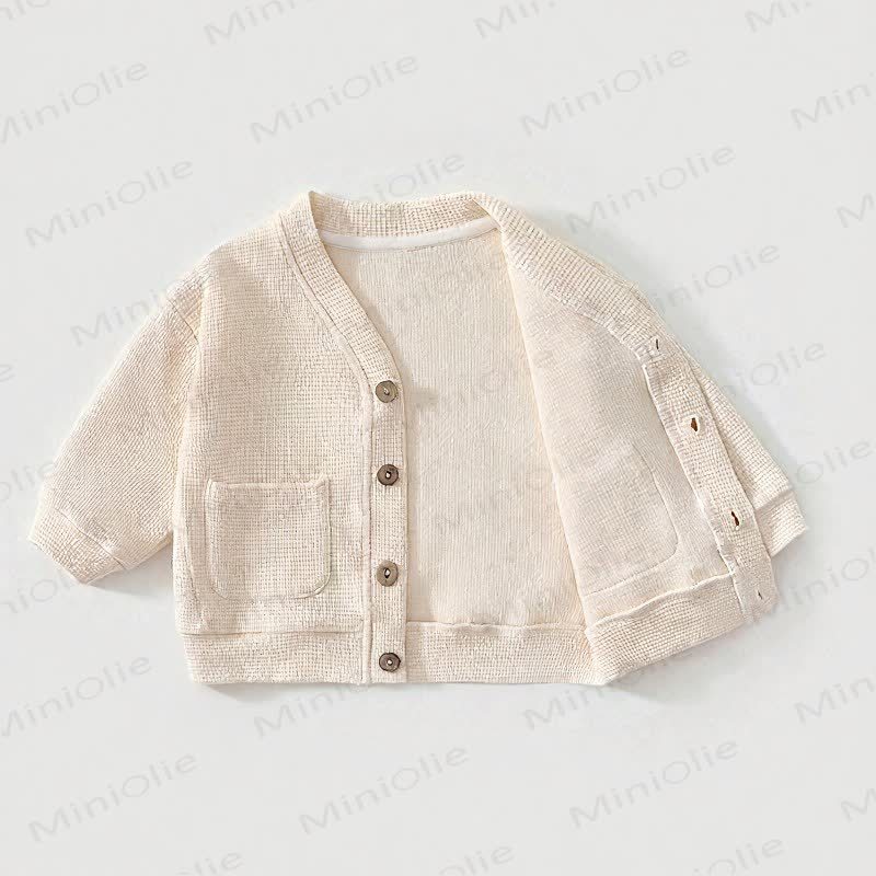 Cardigan/cappotto per neonati e bambini in maglia a nido d'ape con bottoni frontali - image 10