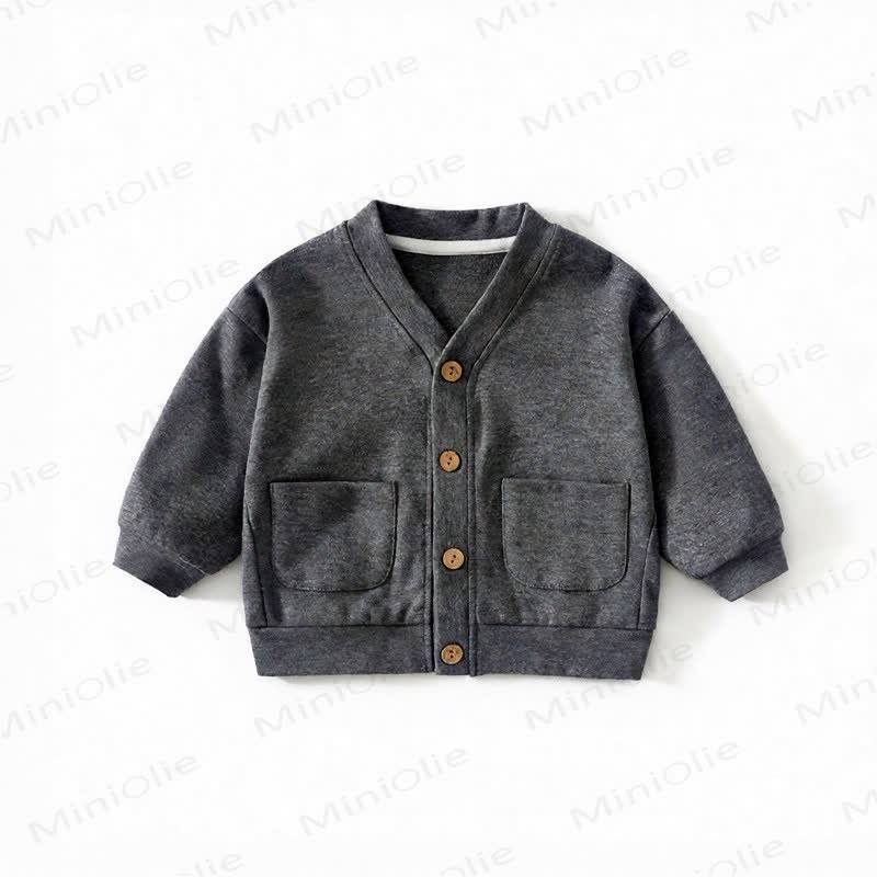 Cardigan/cappotto per neonati e bambini in maglia a nido d'ape con bottoni frontali - Grigio scuro - 3-4 anni - image 7