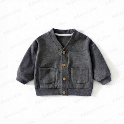 Cardigan/cappotto per neonati e bambini in maglia a nido d'ape con bottoni frontali - Grigio scuro - 3-4 anni - image 7