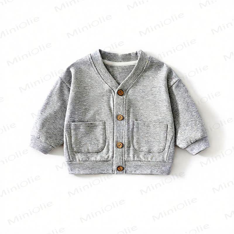 Cardigan/cappotto per neonati e bambini in maglia a nido d'ape con bottoni frontali - Grigio chiaro - 3-4 anni - image 6