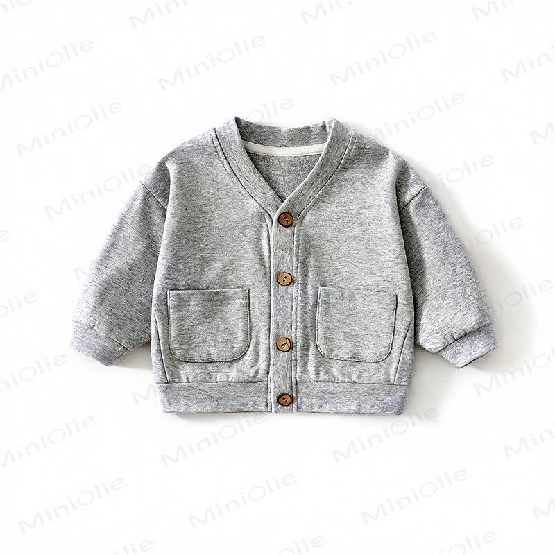 Cardigan/cappotto per neonati e bambini in maglia a nido d'ape con bottoni frontali - Grigio chiaro - 3-4 anni - image 6
