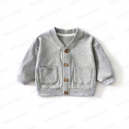 Cardigan/cappotto per neonati e bambini in maglia a nido d'ape con bottoni frontali - Grigio chiaro - 3-4 anni - image 6