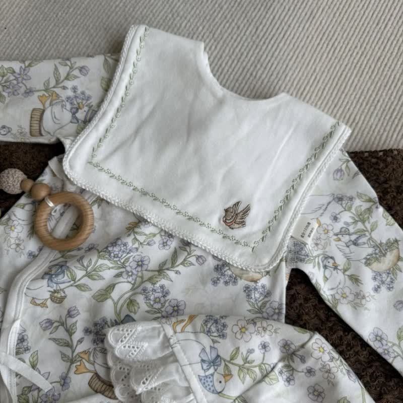 Body a maniche lunghe bianco con stampa botanica per neonati - image 5