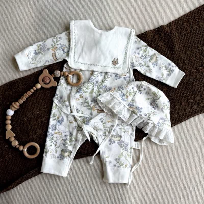 Body a maniche lunghe bianco con stampa botanica per neonati - image 3