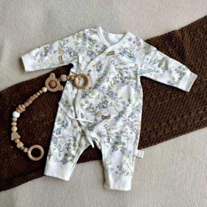 Body a maniche lunghe bianco con stampa botanica per neonati - image 2