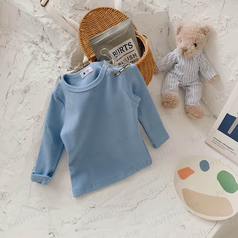 Maglietta casual a maniche lunghe con scollo rotondo per bambini - Azzurro chiaro - 10-11T - image 9