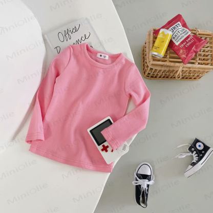 Maglietta casual a maniche lunghe con scollo rotondo per bambini - Rosa fucsia - 10-11T - image 10