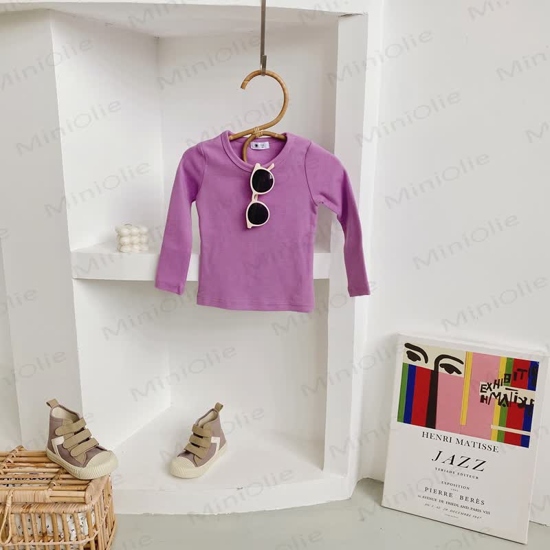 Maglietta casual a maniche lunghe con scollo rotondo per bambini - Lavanda - 10-11T - image 12